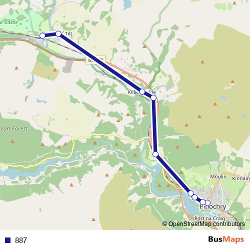 887 bus Line Map