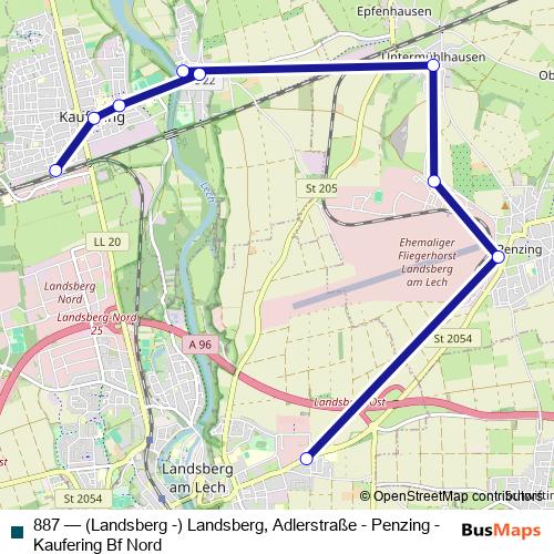 887 bus Line Map