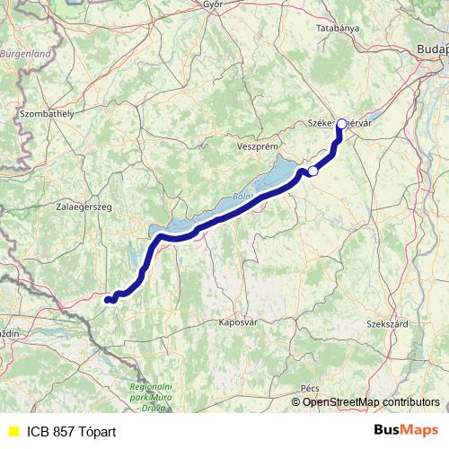 ICB 857 Tópart bus Line Map