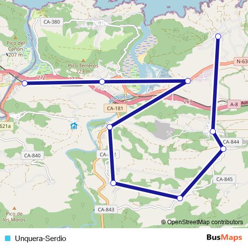 Unquera-Serdio bus Line Map