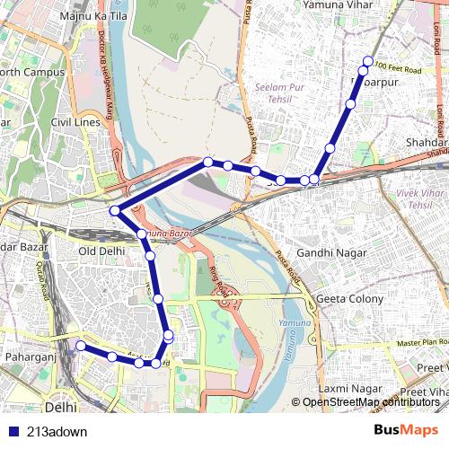 213adown bus Line Map