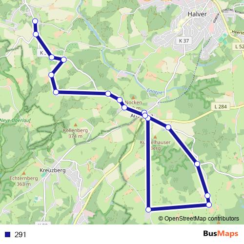 291 bus Line Map