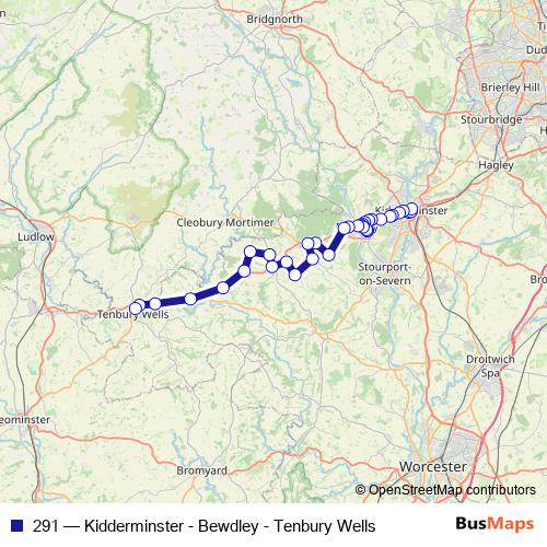 291 bus Line Map