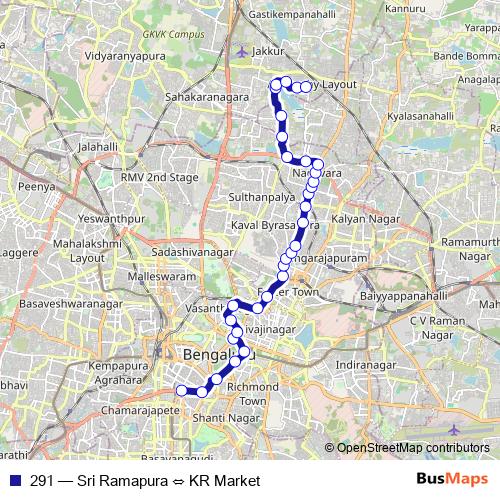 291 bus Line Map