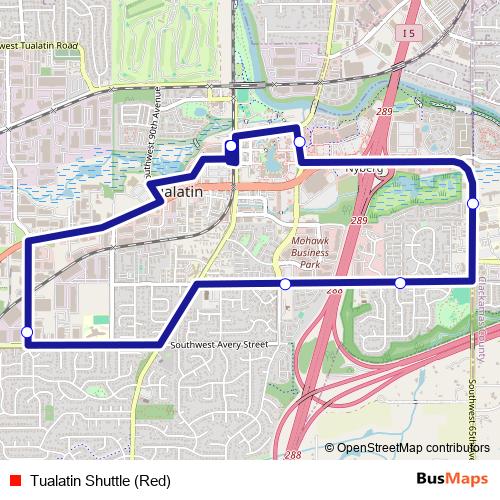 Tualatin Shuttle (Red) bus Line Map