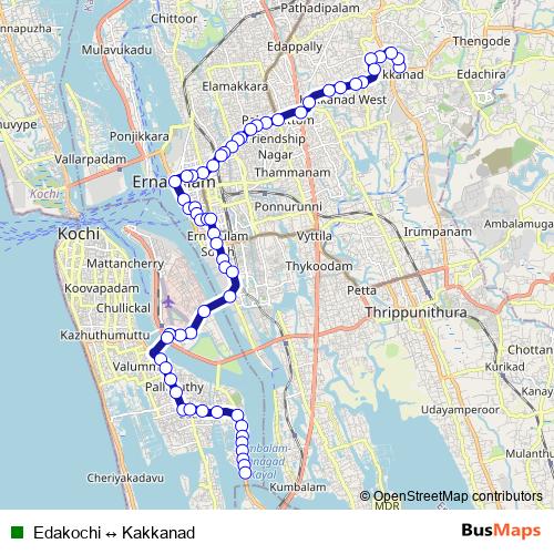 Edakochi ↔ Kakkanad bus Line Map