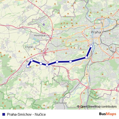 Praha-Smíchov - Nučice rail Line Map