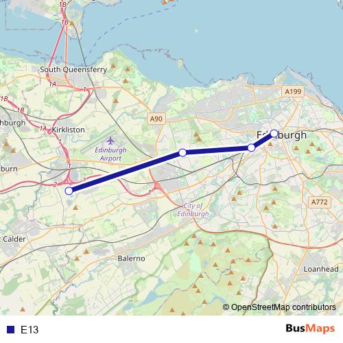E13 bus Line Map