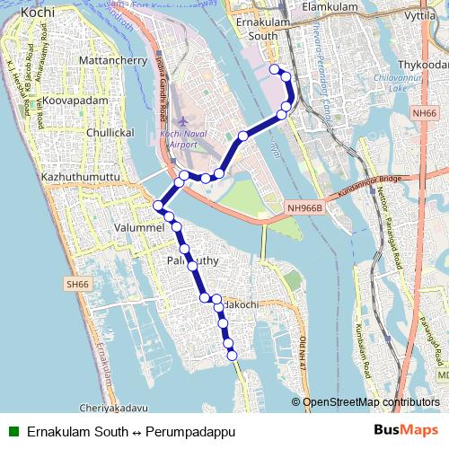 Ernakulam South ↔ Perumpadappu bus Line Map