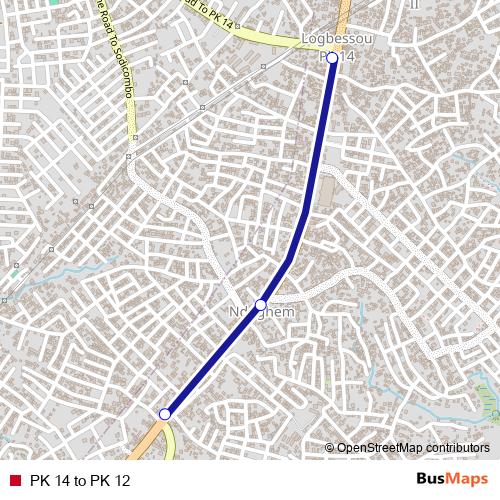 PK 14 to PK 12 bus Line Map