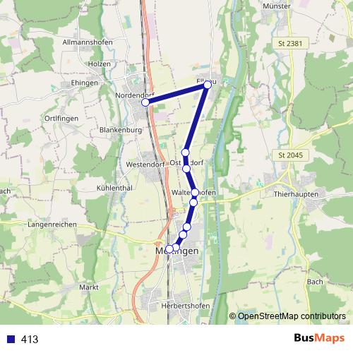 413 bus Line Map