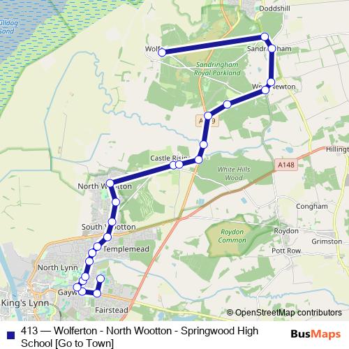 413 bus Line Map