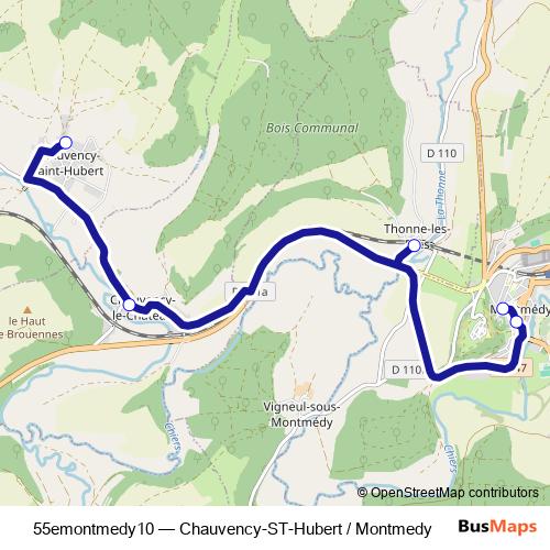 55emontmedy10 bus Line Map