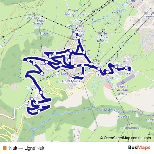 Nuit bus Line Map
