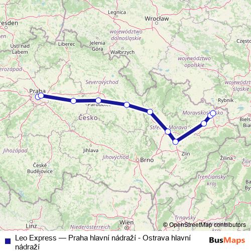 Leo Express rail Line Map