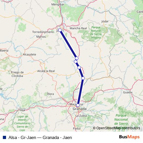 Alsa - Gr-Jaen bus Line Map