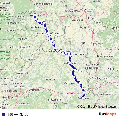 T88 rail Line Map
