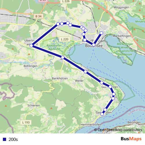 200s bus Line Map