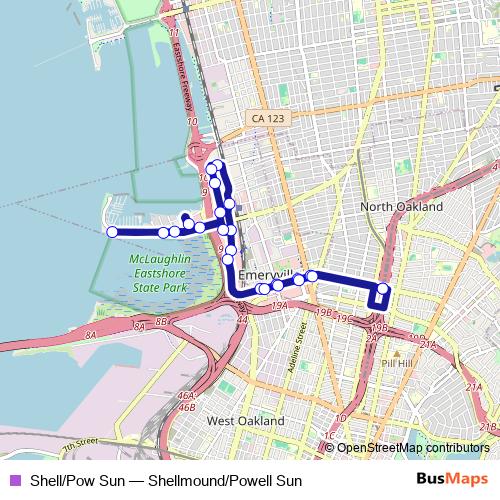 Shell/Pow Sun bus Line Map