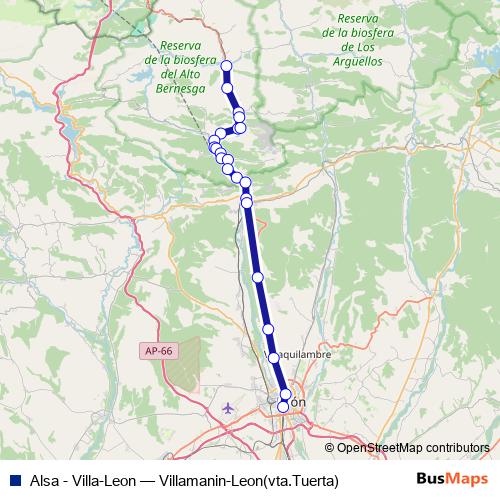 Alsa - Villa-Leon bus Line Map