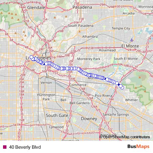 40 Beverly Blvd bus Line Map