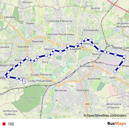 150 trolleybus Line Map