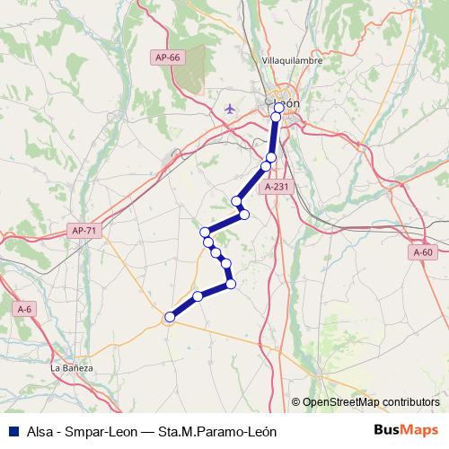 Alsa - Smpar-Leon bus Line Map