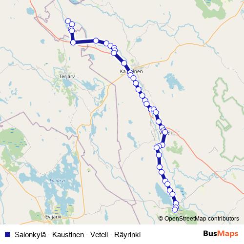 Salonkylä - Kaustinen - Veteli - Räyrinki bus Line Map