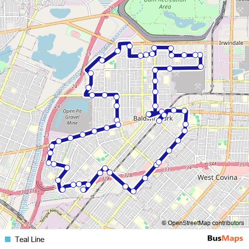 Teal Line bus Line Map