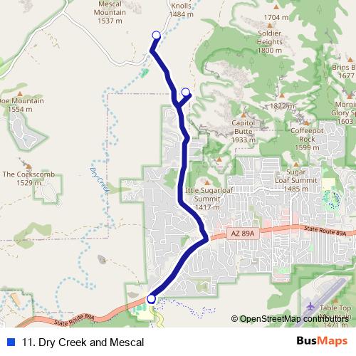 11. Dry Creek and Mescal bus Line Map
