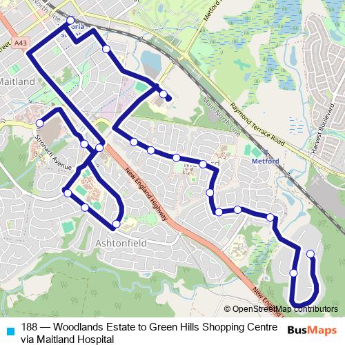 188 bus Line Map