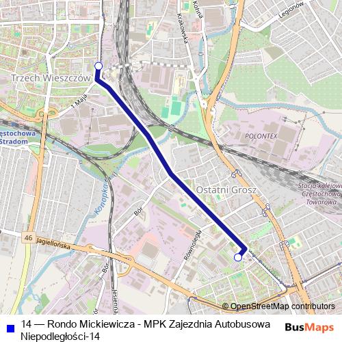 14 bus Line Map