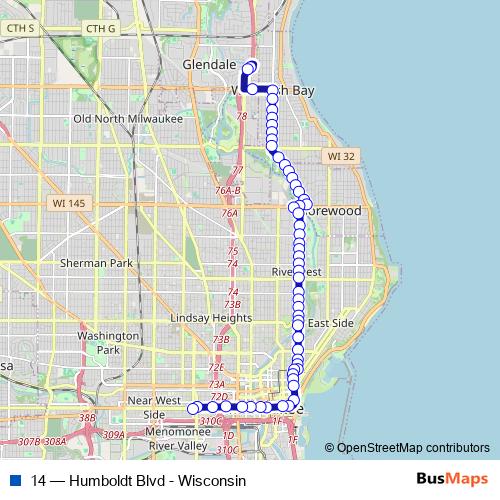 14 bus Line Map