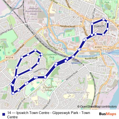 14 bus Line Map