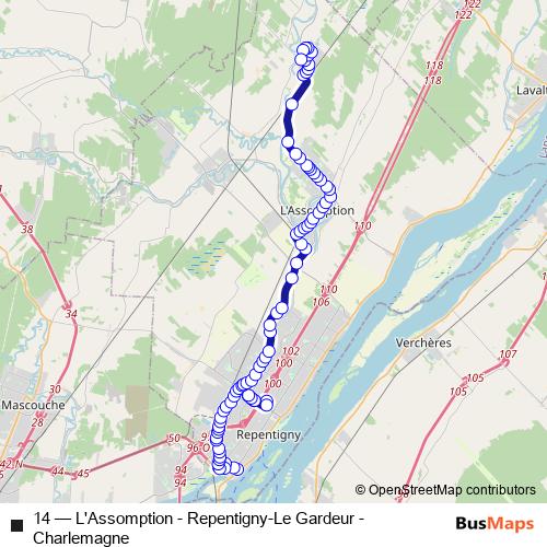 14 bus Line Map