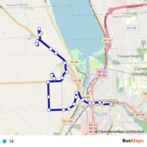 14 bus Line Map