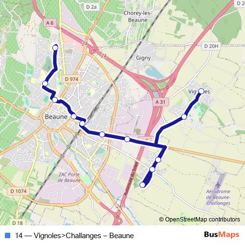 14 bus Line Map
