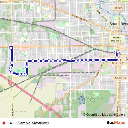 14 bus Line Map