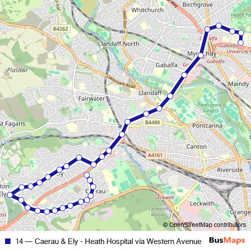 14 bus Line Map