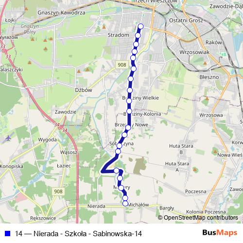 14 bus Line Map