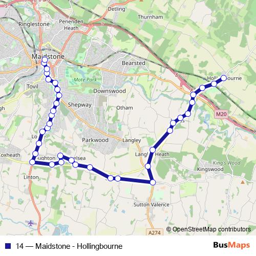 14 bus Line Map