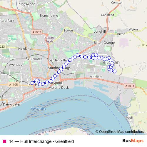 14 bus Line Map