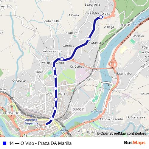 14 bus Line Map