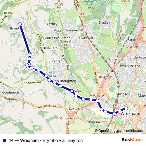 14 bus Line Map