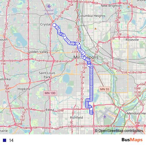 14 bus Line Map