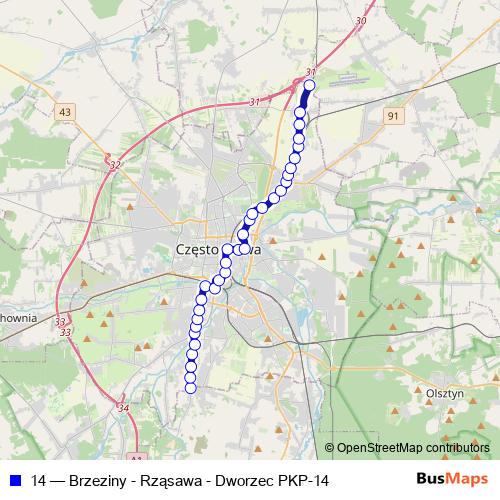 14 bus Line Map