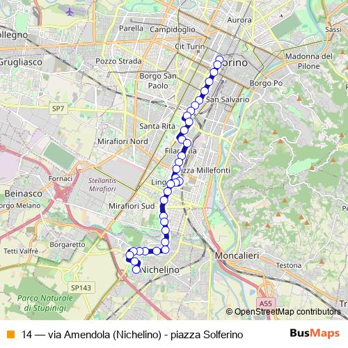 14 bus Line Map