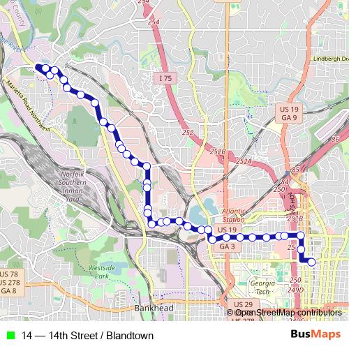 14 bus Line Map