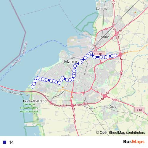 14 bus Line Map