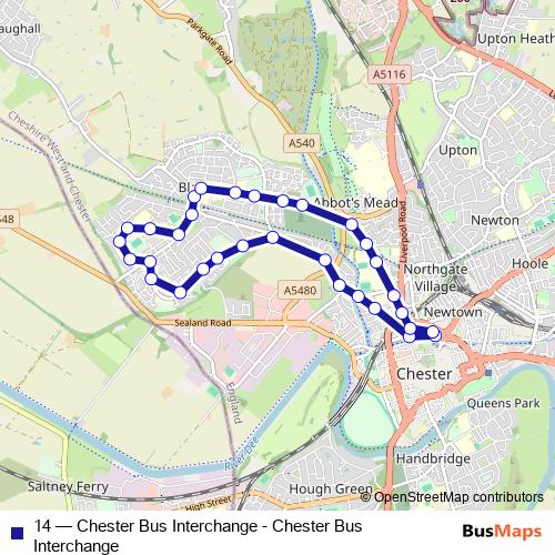 14 bus Line Map